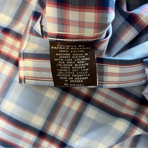 Toscano NWT Short Sleeve Button Up Shirt Blue/Red Striped Size Medium - Picture 7 of 9